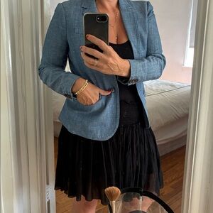 Vintage J Crew Classic Chambray 2 button Blue Blazer Size 2